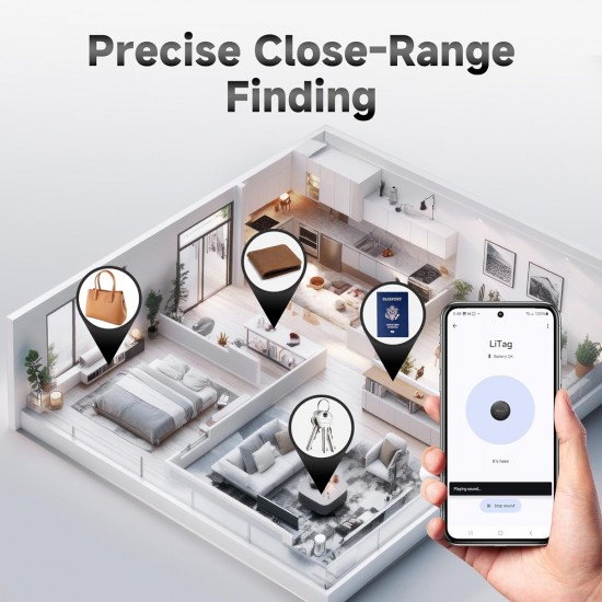 MILI smart tag LiTag Duo για iOS & Android συσκευές, Bluetooth tracker, μαύρο