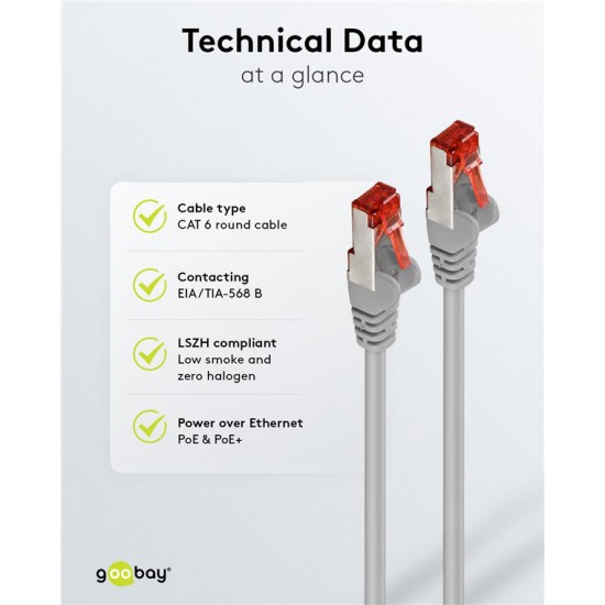 GOOBAY καλώδιο δικτύου 50888, CAT 6 S/FTP, copper, 250MHz, 3m, γκρι