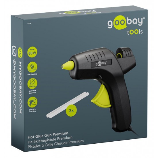 GOOBAY πιστόλι θερμοκόλλησης σιλικόνης 77824 με 2x ράβδους σιλικόνης 11mm, 80W, μαύρο