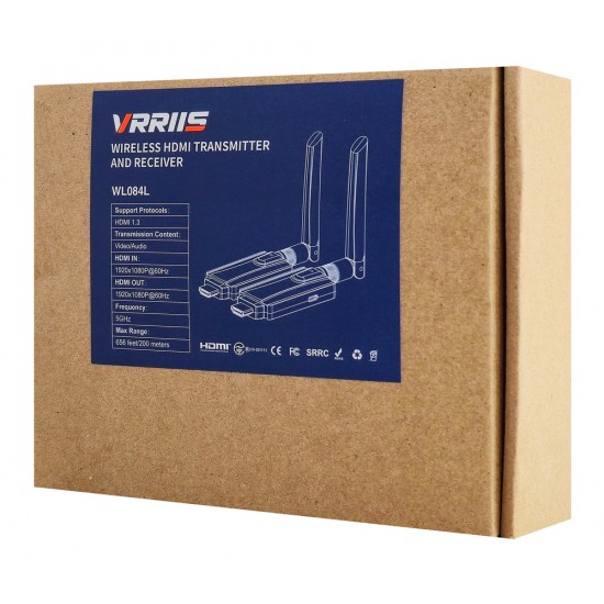VRRIIS HDMI σύστημα ασύρματης μετάδοσης βίντεο WL084L, 1080p, 5GHz, έως 200m