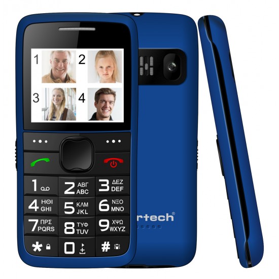 POWERTECH κινητό τηλέφωνο Sentry Eco V2, dual SIM, πλήκτρο SOS, μπλε