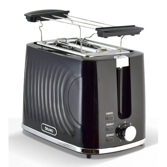 BRUNO φρυγανιέρα BRN-0274, 2 θέσεων, 900W, με σχάρα ψησίματος, μαύρη