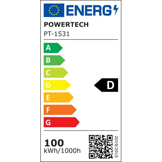 POWERTECH LED φωτιστικό καμπάνα PT-1531, 100W, 6500K, Φ30x11cm, IP65, μαύρο