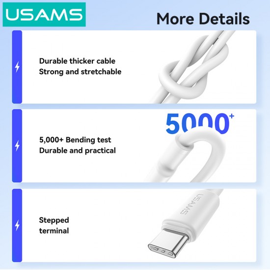 USAMS καλώδιο USB-C σε USB SJ761, 3A 18W, 480Mbps, 1m, λευκό