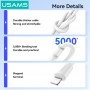 USAMS καλώδιο Lightning σε USB SJ762, 2.4A 12W, 480Mbps, 1m, λευκό