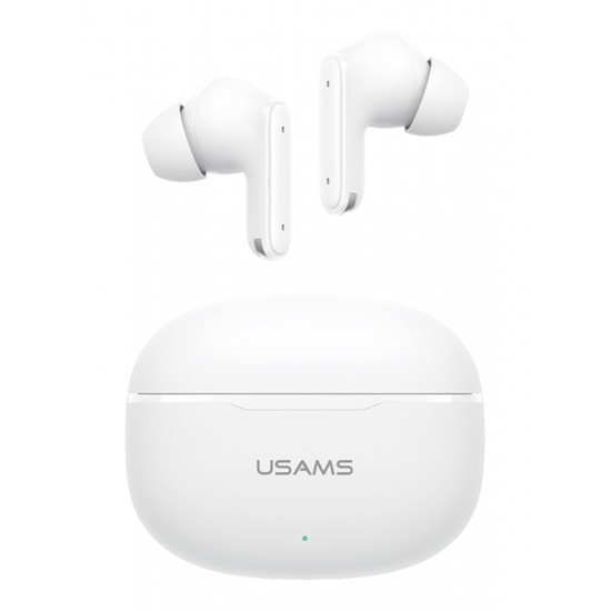 USAMS earphones με θήκη φόρτισης E05, True Wireless, BT 6.0, λευκό