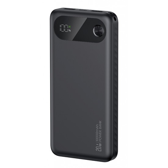 USAMS power bank CD249 με οθόνη, 3x θύρες εξόδου, 10000mAh, PD20W, μαύρο