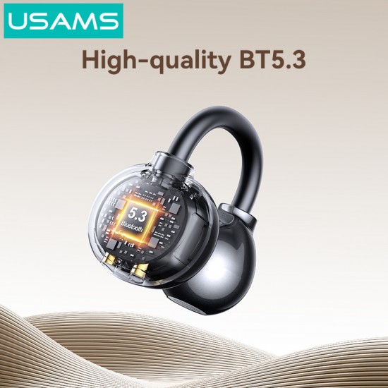 USAMS earphones με θήκη φόρτισης Echo R02, OWS, Φ11mm, 50/300mAh, μαύρα