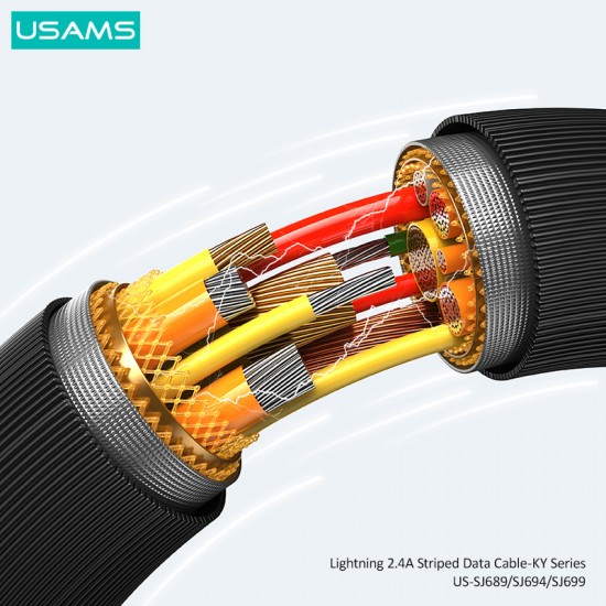 USAMS καλώδιο Lightning σε USB US-SJ694, 2.4A, 480Mbps, 2m, λευκό