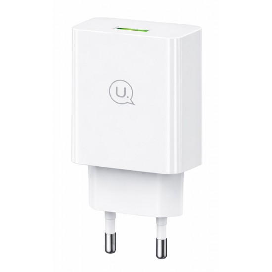 USAMS φορτιστής τοίχου T22, 1x USB, QC3.0 18W 3A, λευκός