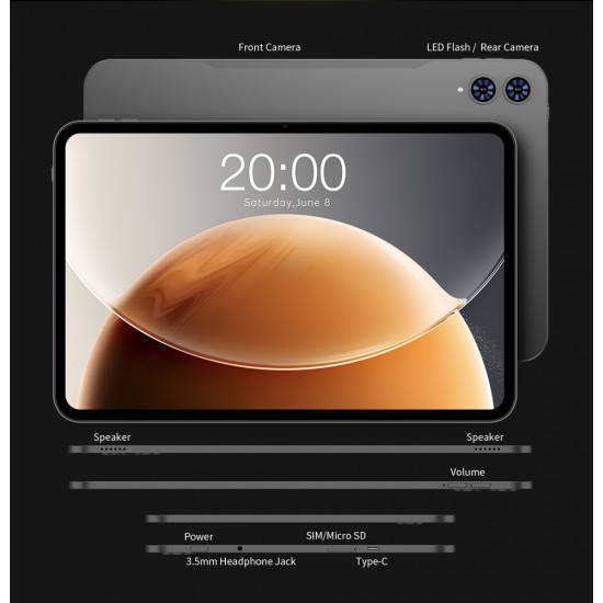 TECLAST tablet T65 με πληκτρολόγιο/στυλό αφής/θήκη, 13.4", 6/128GB, 4G, Android 15, 8000mAh, γκρι