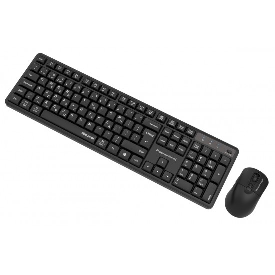 POWERTECH set ασύρματο ποντίκι & πληκτρολόγιο PT-1540, 2.4GHz & Bluetooth, αθόρυβο, μαύρο