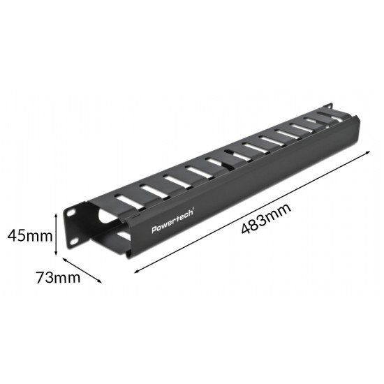 POWERTECH cable management NETW-0047 για rack 19"/1U, μεταλλικό, μαύρο