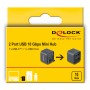DELOCK mini USB hub 64359, 2x θυρών, USB 3.2, 10Gbps, USB-C σύνδεση, γκρι