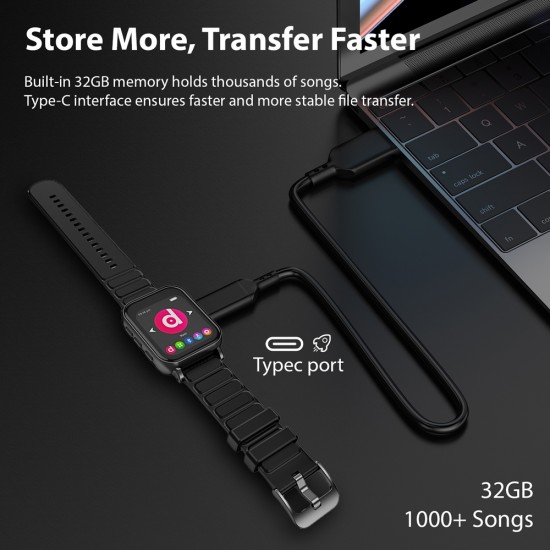 RUIZU MP3 player M8, 1.54", 32GB, Bluetooth, ελληνικό μενού, μαύρο