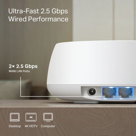 TP-LINK Home Mesh WiFi 7 System Deco BE25, 3600Mbps ΒΕ3600, V1.0