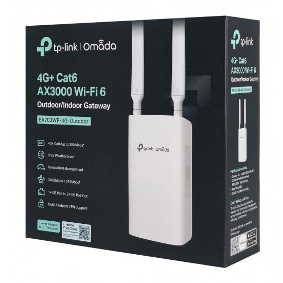 TP-LINK access point ER703WP-4G-Outdoor, WiFi 6, 3000Mbps AX3000, 4G+ Cat6, V1.0