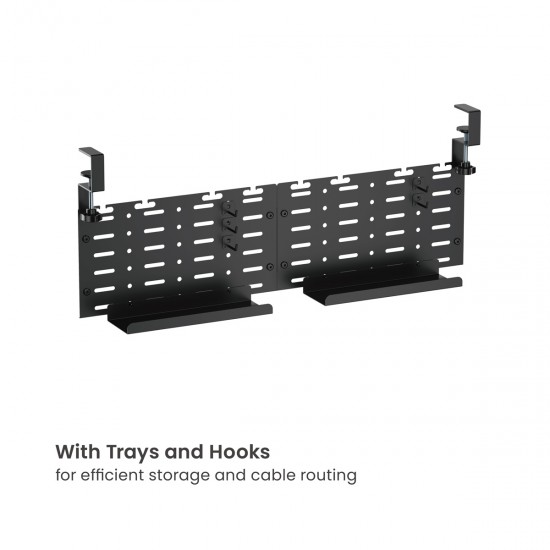 BRATECK cable management γραφείου CC11-20-2, μεταλλικό, 768x63x307mm, μαύρο