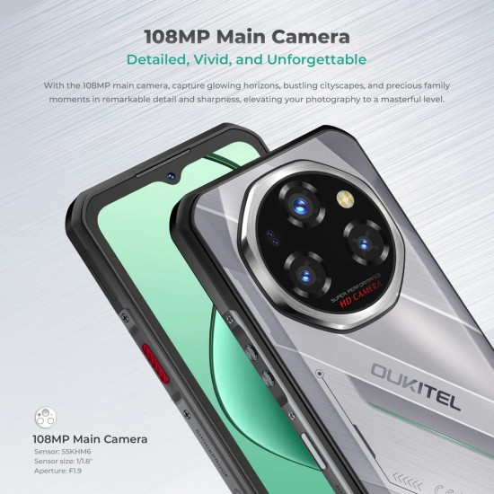 OUKITEL smartphone WP62, 6.6", 12/512GB, 5G, 11000mAh, IP68/IP69K/MIL-STD-810H, μαύρο