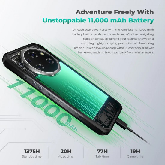 OUKITEL smartphone WP62, 6.6", 12/512GB, 5G, 11000mAh, IP68/IP69K/MIL-STD-810H, μαύρο