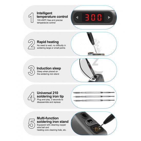 SUNSHINE σταθμός κόλλησης 210 Pro με κολλητήρι, 110W, 100~450 °C