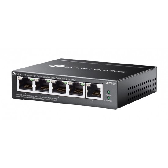 TP-LINK easy managed switch ES205GP, 5x Gigabit θύρες, PoE+, V1.0