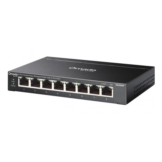 TP-LINK easy managed switch ES208GP, 8x Gigabit θύρες, PoE+, V1.0