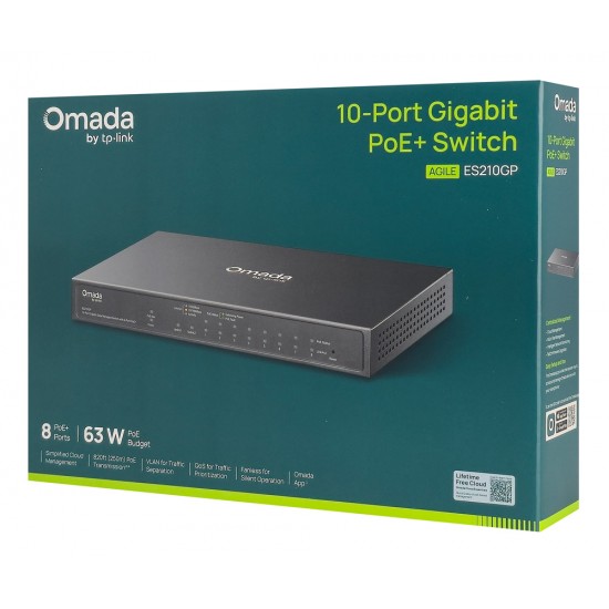 TP-LINK easy managed switch ES210GP, 10x Gigabit θύρες, PoE+, V1.0