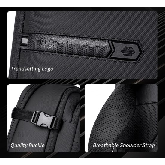 ARCTIC HUNTER τσάντα πλάτης B00866 με θήκη laptop 15.6", αεροστεγής θήκη, 35.5L/49.5L, μαύρη