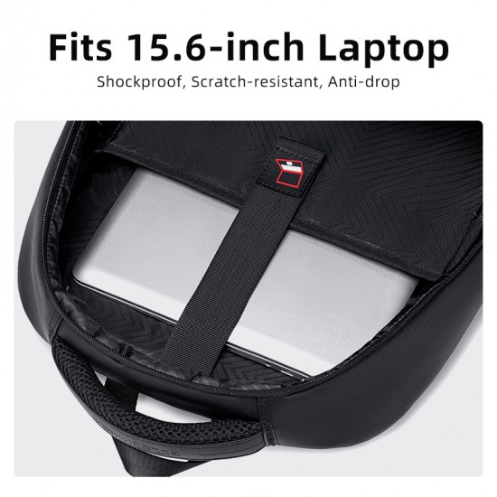 GOLDEN WOLF τσάντα πλάτης GB00707 με θήκη laptop 15.6", 21L, μαύρη