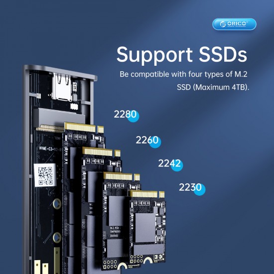 ORICO θήκη για 2x M.2 NVME SSD AM2C3-2N, 10Gbps, tool free, γκρι