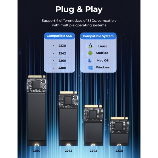 ORICO θήκη για M.2 NVME/NGFF SSD OXS2C3-G2, 10Gbps, γκρι