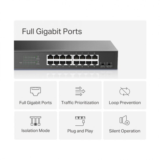 MERCUSYS desktop/rackmount switch MS116GS, 16x Gigabit θύρες, V1.0