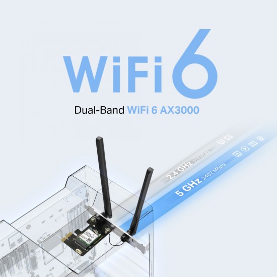 MERCUSYS κάρτα δικτύου WiFi 6 & Bluetooth MA80XE, 3000Mbps AX3000, PCIe, V2.0