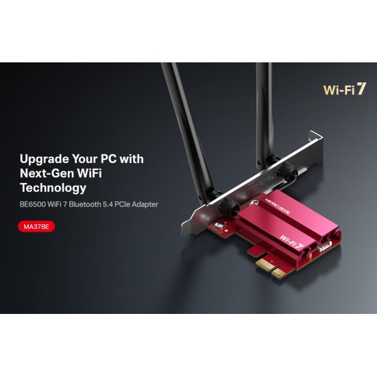 MERCUSYS κάρτα δικτύου WiFi 7 & Bluetooth MA37BE, 6500Mbps BE6500, PCIe, V1.0