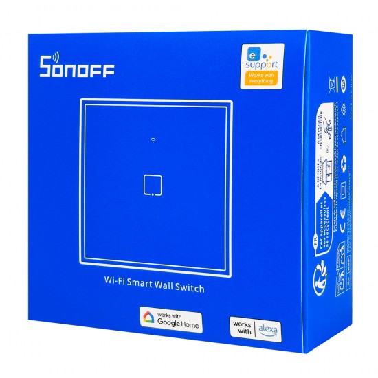 SONOFF smart διακόπτης ΤΧ-T2EU1C, αφής, Wi-Fi, μονός, λευκός