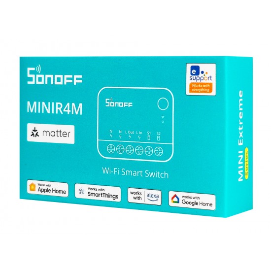 SONOFF smart διακόπτης MINIR4M, 2 κανάλια, Wi-Fi, 10A, λευκός