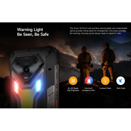 ULEFONE smartphone Armor 34 Pro Plus με βιντεοπροβολέα, 6.95", 5G, 16/512GB, 25500mAh, IP68/IP69K/MIL-STD-810H, μαύρο