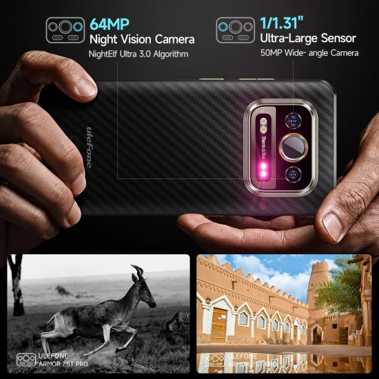 ULEFONE smartphone Armor 25T Pro, 6.78", 8/256GB, 5G, 6500mAh, IP68/IP69K/MIL-STD-810H, μαύρο