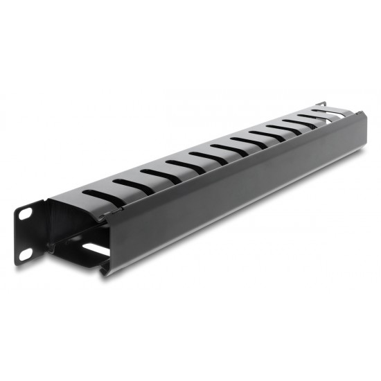 DELOCK cable management 67628 για rack 19"/1U, με βούρτσα προστασίας, μεταλλικό, μαύρο
