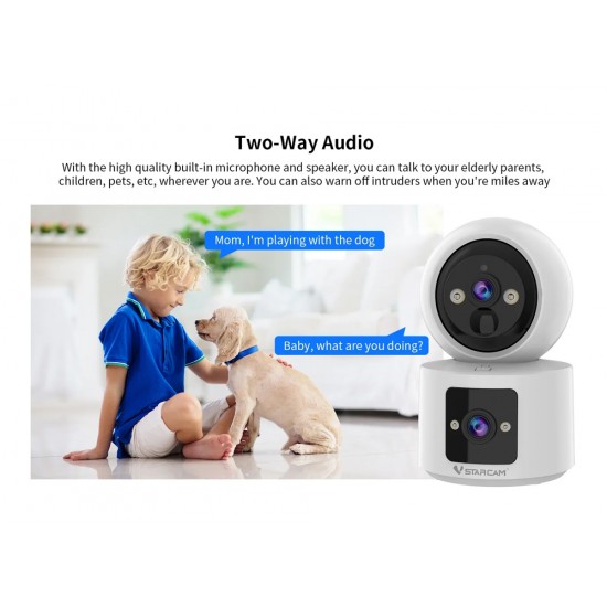VSTARCAM smart κάμερα CB90DR, 2MP, dual lens, WiFi, PTZ, SD, 5200mAh backup battery