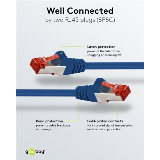 GOOBAY καλώδιο δικτύου 68267, CAT 6 S/FTP, copper, 250MHz, 1m, μπλε