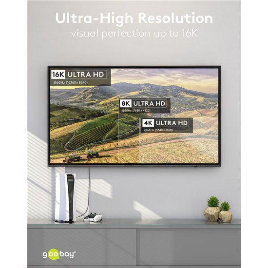 GOOBAY καλώδιο USB-C 74776, USB4, 240W, 80Gbps, 16K/60Hz, 1.5m, μαύρο