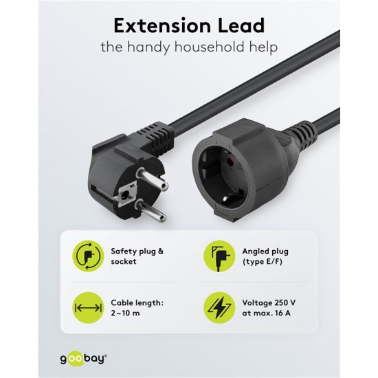 GOOBAY μπαλαντέζα προέκταση ρεύματος 94700, schuko, 3x 1.5mm², 2m, μαύρη