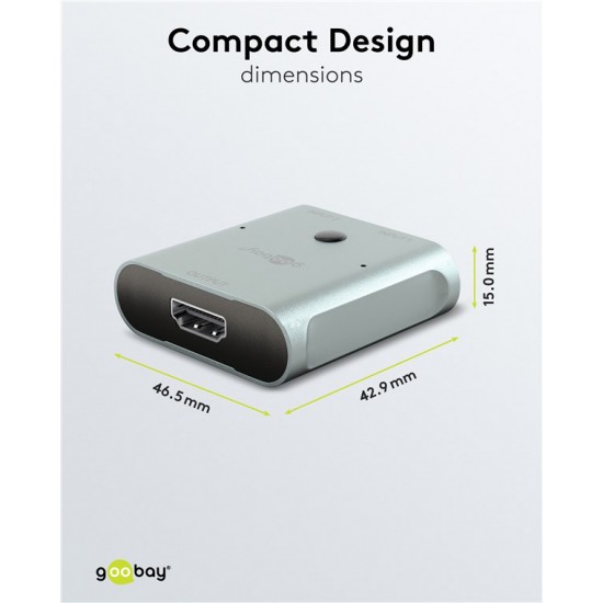 GOOBAY HDMI switch 77791, 2 σε 1, 8K/60Hz, γκρι