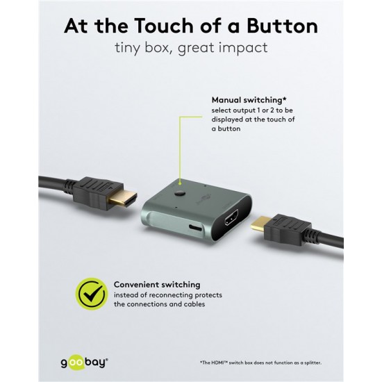 GOOBAY HDMI switch 77791, 2 σε 1, 8K/60Hz, γκρι