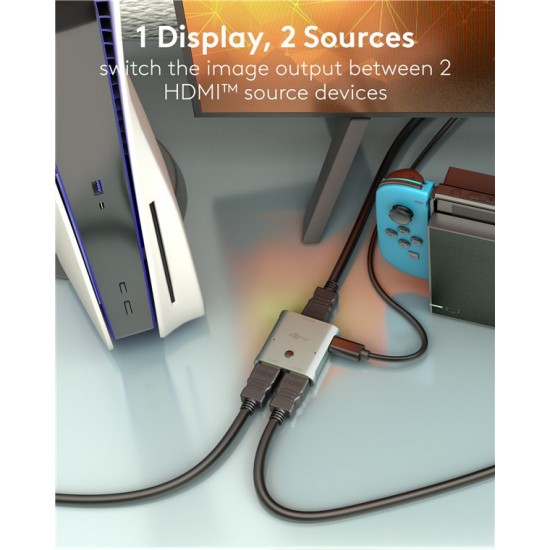 GOOBAY HDMI switch 77791, 2 σε 1, 8K/60Hz, γκρι
