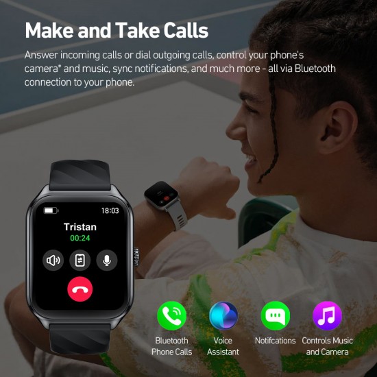 ZEBLAZE smartwatch GTS 4, heart rate, 1.94" AMOLED, IP68, μαύρο