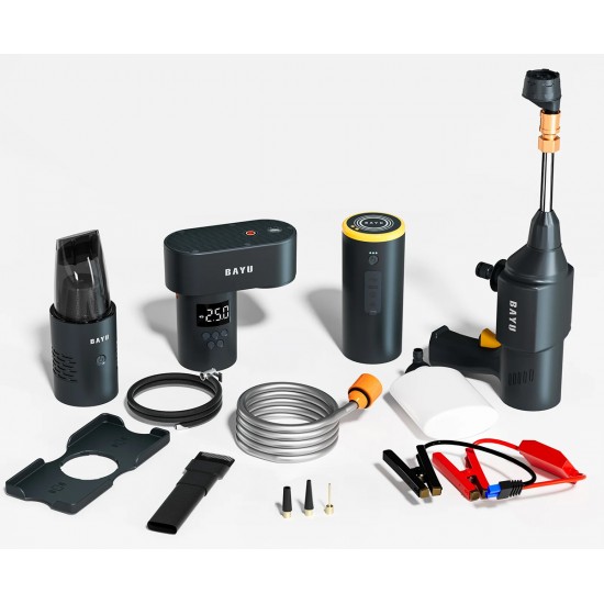 BAYU car kit με εκκινητή μπαταρίας/συμπιεστή αέρος/πιστόλι πλυσίματος/σκουπάκι αυτοκινήτου E-Pro C