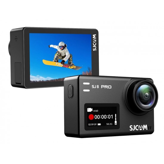 SJCAM action camera SJ8 Pro, οθόνη αφής, 12MP/4K, WiFi, αδιάβροχη θήκη, μαύρη